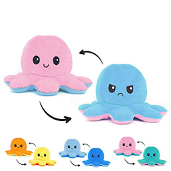 Pulpo Reversible Peluche Dos Caras Suavecito Regalo para niños [20 x 10 x 20 cm] UNA Unidad (Azul + Rosa) precio