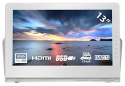 HKC P13H6 Mini TV portátil (TV Full HD de 13 Pulgadas) HDMI + USB, 60Hz, Reproductor Multimedia, batería incorporada, Cargador de Coche de 12 V, Anten características