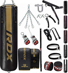 RDX 17PC Saco de Boxeo 4ft 5ft y Guantes para Entrenamiento,Relleno Kara Bolsa de Boxeo con Soporte Pared, Cadena para Muay Thai, MMA, Sparring, Kick  en oferta