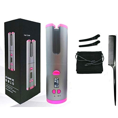 onewell Automatic Hair Curler Cordless Wireless Portable Hair Curler Ceramic Hair Curler With 6 Temperature Controls, Timer Settings And LCD Screen/