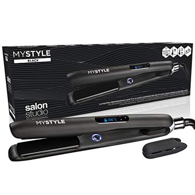 Salon Studio Professional - My Style Gold Plancha de Pelo - Tecnología de Nanodiamantes - Control de Temperature de 80-230°C y Calentamiento Rápido - 