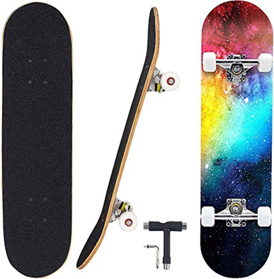 Patineta de 7 Capas de 31 "x 8" Pro Complete Skate Board Madera de Arce Longboards al Aire Libre para Adolescentes, Adultos, Principiantes, niñas, niñ