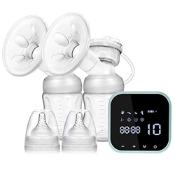 Sacaleches Eléctricos Portátil y Recargable Extractor Doble de Leche Materna con 8 Modos, 10 Niveles Táctil LED, Sin BPA en oferta