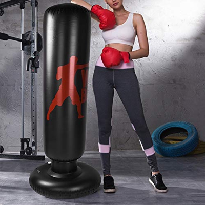 Liukouu Saco de Arena Inflable de pie, Bolsa de Entrenamiento de Patadas Pesadas, Bolsa de Objetivo de Boxeo para aliviar el estrés de niños y Adultos