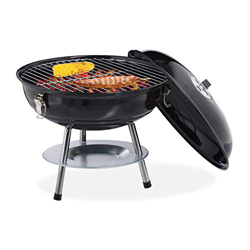 Relaxdays Barbacoa portátil de carbón Vegetal con Tapa, Altura x Profundidad: 36 x 37 cm, Bola de Barbacoa, Camping, Picnic y balcón, Color Negro en oferta