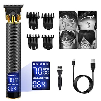 Cortadora de cabello para hombres, Dual LED sin espacios, cortadora de cabello eléctrica inalámbrica Pro Li Outliner USB recargable con 4 peines para 