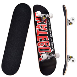 Kaigelu888 Completo Skateboard para Principiantes 31"x8" 9 Capas Monopatín de Madera de Arce Monopatín patineta Retro Madera,ABEC-7 Tabla de Skateboar características