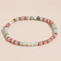 4Mm Natural Stone Strand Beads Bracelet Yoga Healing Pink Quartz Aventurine Agates Rose Crystal Copper Bead Bracelets Women Men-Sb0108 características