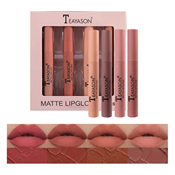 Mimore Mate Líquido Pintalabios Lápiz labial Conjunto 4 Traje Suave felpa mate impermeable Brillo de labios Duradero Copa antiadherente lápiz labial K características