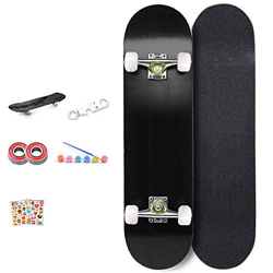 QAZXS Skateboard Professional para Adolescentes Adultos Pure Black Skateboard de Cuatro Ruedas Trucos callejeros Doble deformado Tablero de Arce de 7  precio