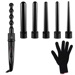 LjzlSxMF Cabello Curling Wand, de los bigudíes de Pelo Profesional Set 6 en 1 Tenazas con PTC barriles de cerámica, para Home Office Bar Salón de Ench características