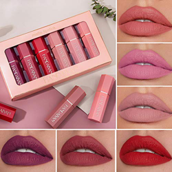 qoop Lápiz Labial 6PCS - Color Sensacional, Lápiz Labial Mate De Larga Duración, Cosméticos Labiales Hidratantes De Larga Duración Impermeables características