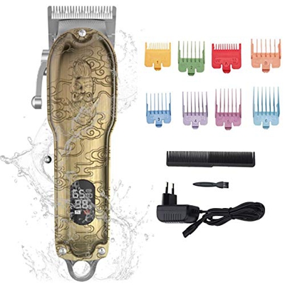 Anself Cortapelos Hombre, Maquinilla Cortar Pelo Profesional, Pantalla LED, Cortapelos Impermeable, para Uso Doméstico y Salón de Peluquería, con 8 Pe