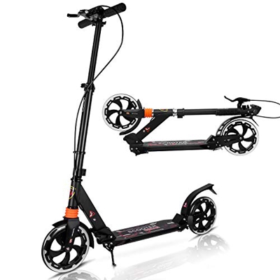 Yuanj Patinete Patinete Patinete Patinete para Adultos Teenager, Patinete Plegable, Altura Ajustable City Scooter, Negro