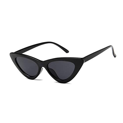 Vintage Triangle Cat Eye Mujer Gafas de sol Personalidad Gafas de sol Marco de PC Lente de resina Viaje UV400 Gafas de sol Gafas de sol - Negro brilla