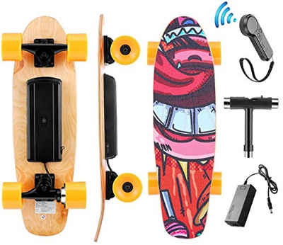 Hanico Skateboard Eléctrico Longboard Eléctrico a Control Remoto para Adulto Jóvenes Niño, Negro Skateboard Monopatín de Crucero Completo,Motor 350W, 