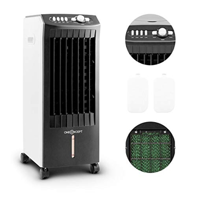 oneConcept MCH-1 V2 - Enfriador de aire 3 en 1, Ventilador y humidificador, Tanque de 7 litros extraíble, Flujo de 360 m³/h, 3 modos de viento, Oscila