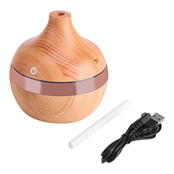 VIFERR Humidificador, LED USB Touch Wood Grain Air Aroma Humidificador Purificador de Aceite Difusor 300 ml for el Hogar Yoga Oficina SPA Dormitorio en oferta