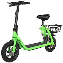 Carsparadisezone Patinete Electrico con Sillin para Adultos 350W 20 km/h 2 Ruedas de 12 Pulgadas Scooter Eléctrico con Portaequipaje Cesta Trasera Dob características