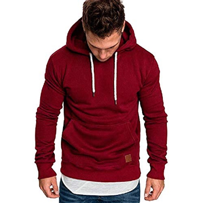 CNBOY Sudaderas con Capucha para Hombre Cosy Chaqueta Deportiva Sudadera con Cremallera Completa Hoodie Casual Jerséis Top Blouse (Rojo, M)