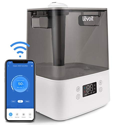 LEVOIT Humidificador Ultrasónico 6L de Llenado Superior, Difusor Aromaterapia WiFi, Sin BPA para Bebés, Modo Auto, 26dB Modo de Sueño para Dormitorio,