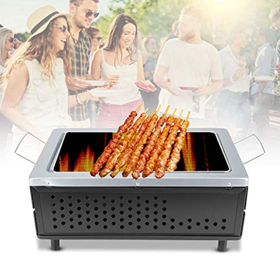 Ongoion Barbacoa de carbón, Parrilla Japonesa de cerámica Hibachi BBQ Table Grill Yakitori Barbecue Charcoal Grill 40CM Kits de Herramientas de Barbac