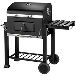 tectake Barbacoa de Carbón, Parrilla de Mantenimiento de Calor, Estante Lateral Plegable, Termómetro Integrado, 2 Ruedas Grandes, Cajón de Cenizas, Ne en oferta