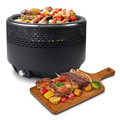 Leogreen Charcoal Grill, Negro, with Cast Iron Grill Plate and Carry Bag