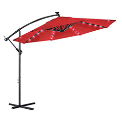 Aufun Sombrilla Jardin de Aluminio con iluminación LED Solar Ø350 cm Sombrilla Parasol con Manivela, protección UV 40+, Excéntrico Cantilever para bal precio