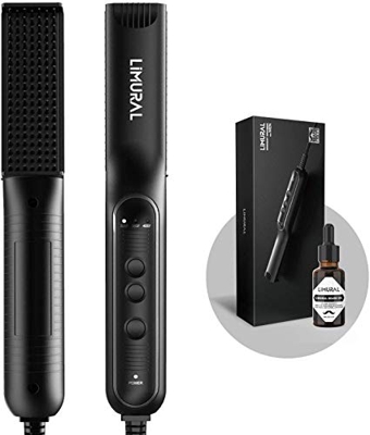 LiMURAL Beard Straightener Comb for Men, Multifuncional Hair or Beard Styling Tool with Upgraded Strong Grip Comb Teeth, Portable Heated Hair Straight