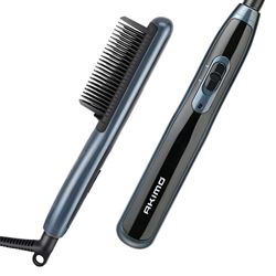 Plancha de pelo profesional 2 en 1 para hombres - Cepillo de calentamiento suavizante Peine de calentamiento antiarrugas y cerámico precio