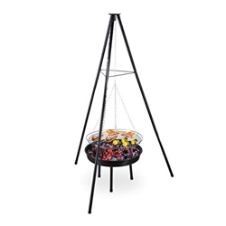 Relaxdays Schwenkgrill Barbacoa giratoria con brasero, Acero, 49 cm, Altura Regulable, trípode de 148 x 105 cm, Color Negro características