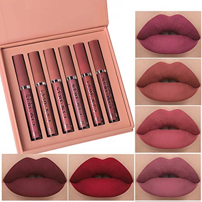 Richaa Lápiz Labial Líquido, 6pcs Pintalabios Mate Labiales Líquidos Barra de Labios Mate Colores Labiales Mate Larga Duracion - Regalo San Valentín, 