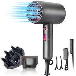 MANLI Secador de Pelo 1800W, Profesional Secador Plegable con Difusor Secador de Pelo Iónico Viajes Hair Dryer Equipado con 2 Velocidades 3 Temperatur en oferta