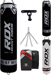 RDX Saco de Boxeo y Guantes para Entrenamiento, Relleno Bolsa de Boxeo con Soporte Techo, Cadena para Muay Thai, MMA, Sparring, Kick Boxing, 4ft 5ft 4 características