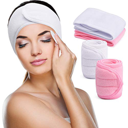 TOBWOLF Diadema de maquillaje para mujer, banda de pelo facial SPA con cinta mágica ajustable, antideslizante y elástico, toalla de rizo para baño, du características