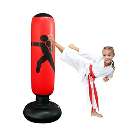 Saco de Boxeo de Pie Inflable,Saco de Arena de Columna Inflable 160cm PVC Fitness,para Niños y Adultos Ejercicio y Alivio del Estrés (Red) precio