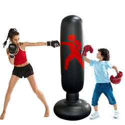 Saco de Boxeo de Pie Inflable,Saco de Arena de Columna Inflable 160cm PVC Fitness,para Niños y Adultos Ejercicio y Alivio del Estrés (Black) características