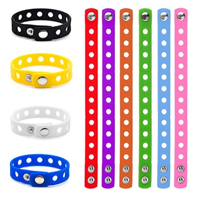 GOGO 10 Pulseras de Silicona Ajustables para Adultos, Muñequeras de Goma, Bandas Elásticas - Colores Variados