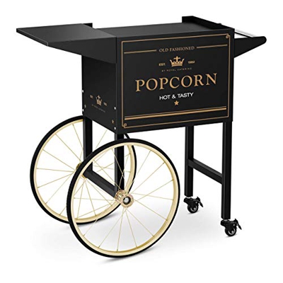 Royal Catering Carrito Para Palomiteras Carro Para Máquina De Palomitas RCPT-BGWG-1 (Con 4 ruedas y 2 frenos, Chapa de acero lacada, Negro y dorado)