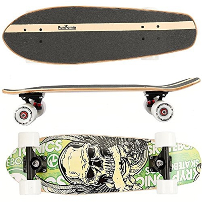 FunTomia Skateboard Monopatín con rodamientos ABEC-11 y Rodillos de dureza 100A - Hecho con 7 Capas de Madera 100% Arce Canadiense