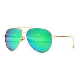 SUNGAIT Gran Tamaño Aviator Gafas de Sol Ligeras para Mujer con Lente Polarizada Espejada(Ligero-Oro/Verde)-SGT603 en oferta