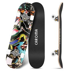 Skateboard para Principiante,79cm×20cm Completo Patineta,9 Capa Monopatín Madera Arce Tabla Double Kick Concave Standard Trick Cruiser Skateboards,par en oferta