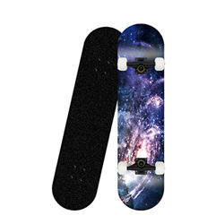 CUTEY Complete Skateboard 31,5 Pulgadas monopatín de 7 Capas de Madera de Arce Negro Pintura Soporte Nuevo diseño del monopatín para los Adultos Princ precio