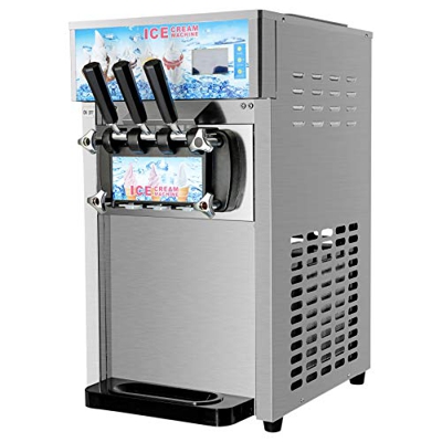 CO-Z 1200W Máquina de Helados Soft Comercial de Acero Inoxidable 18L/H Máquina para Hacer Helados 2+1 Sabores Heladera de Alta Eficiencia con Panel LE