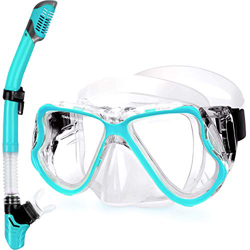 Greatever Gafas y Tubo de Snorkel Set Kit de Snorkeling Anti-Vaho Anti-Fuga Máscara de Buceo para Adultos (Green) precio