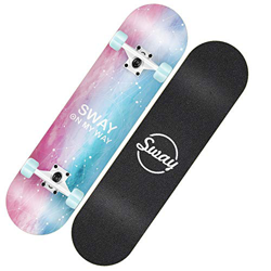 Axdwfd Longboard Niñas Skateboard, Adultos Principiantes Adolescentes Doble Alas Cepille Street Scooter Cuatro niños 79x20x10CM (Color : C) en oferta