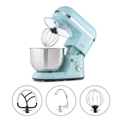 Klarstein Bella Elegance - Robot de cocina, Potencia 1300W/1,7PS, 6 niveles, Función pulso, Sistema de amasado planetario, 5 L, Cuenco acero inoxidabl