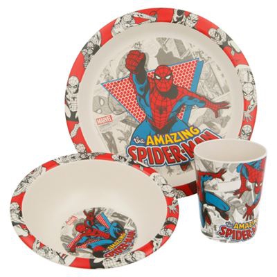 Set de menaje de bambú Spiderman Marron