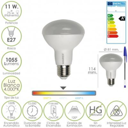 Bombilla Led Standar Rosca E27 (Gorda) 11 Watt. Equivale a 75 Watt. 1 precio